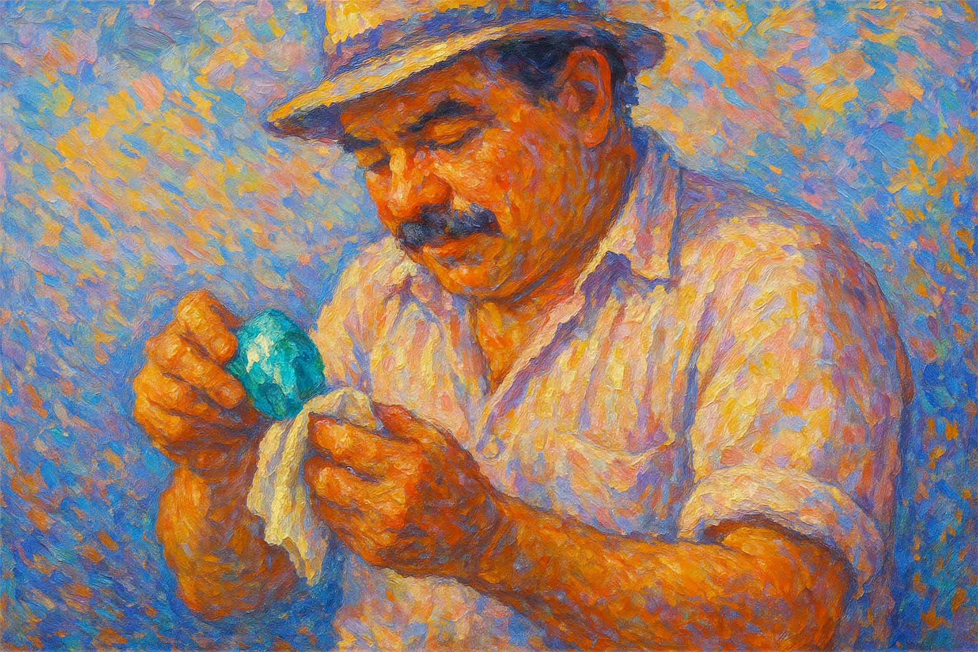 Illustration of a man cleaning Paraiba