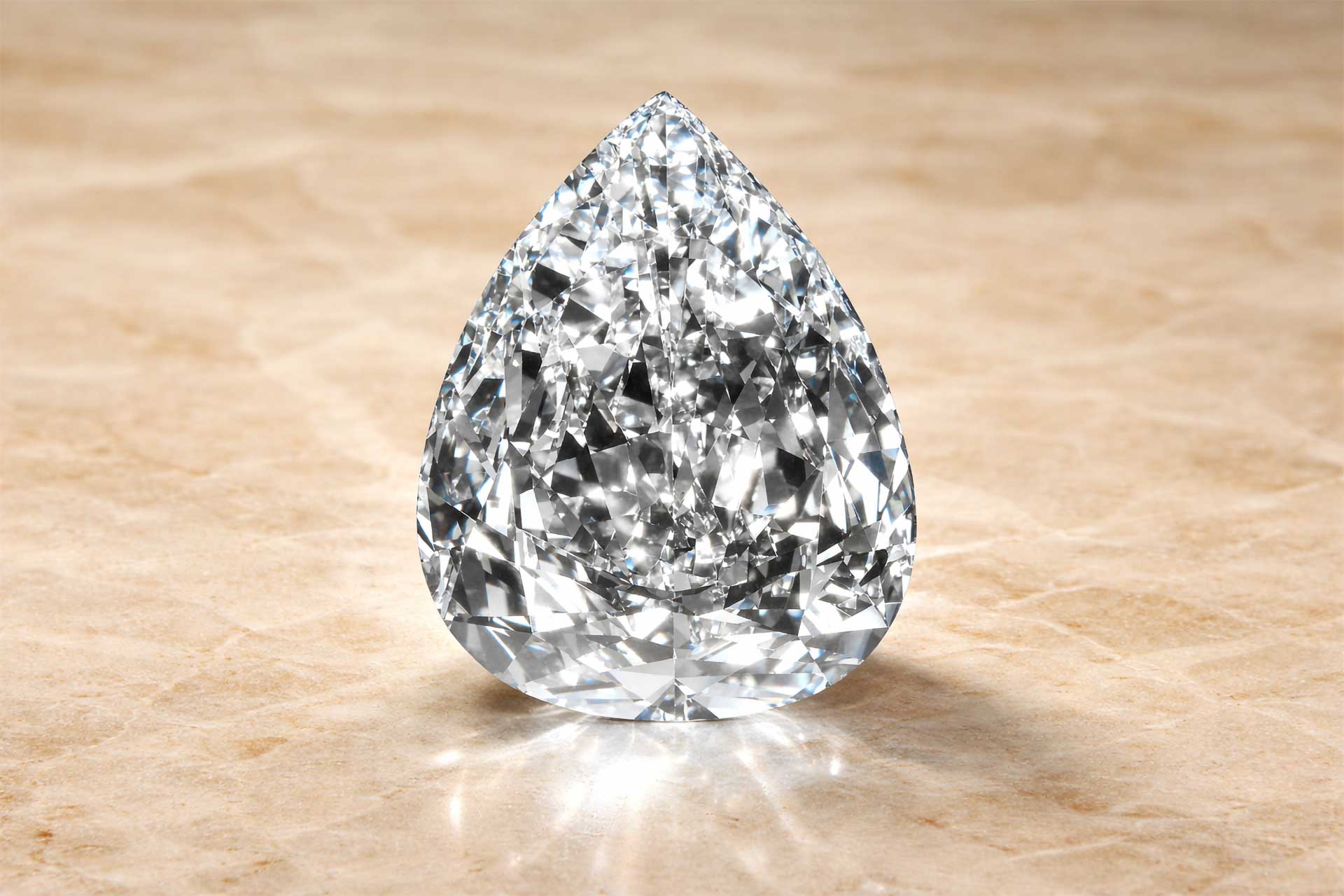 The Excelsior Diamond on biege marble surface