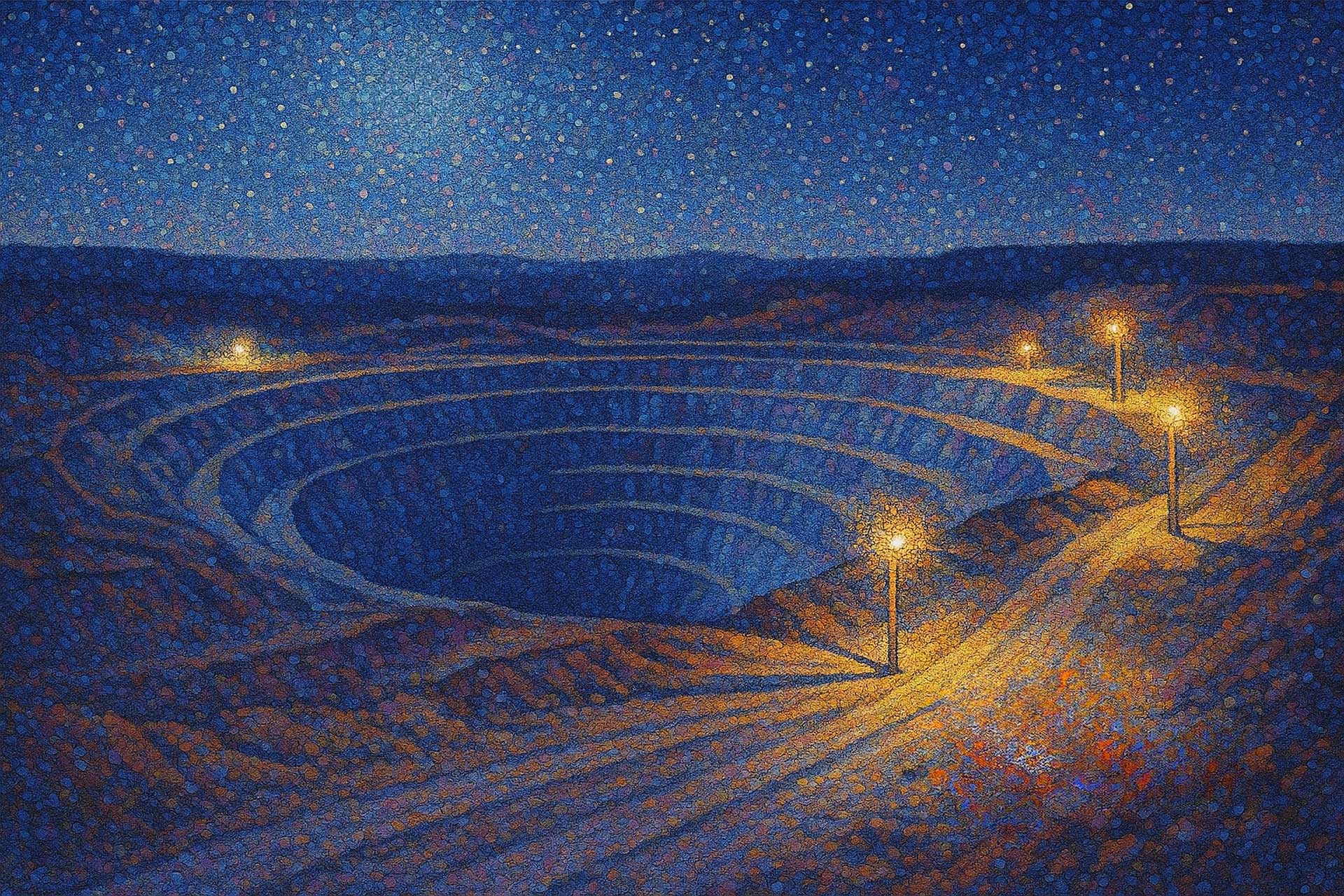 An illustration of a diamond mine