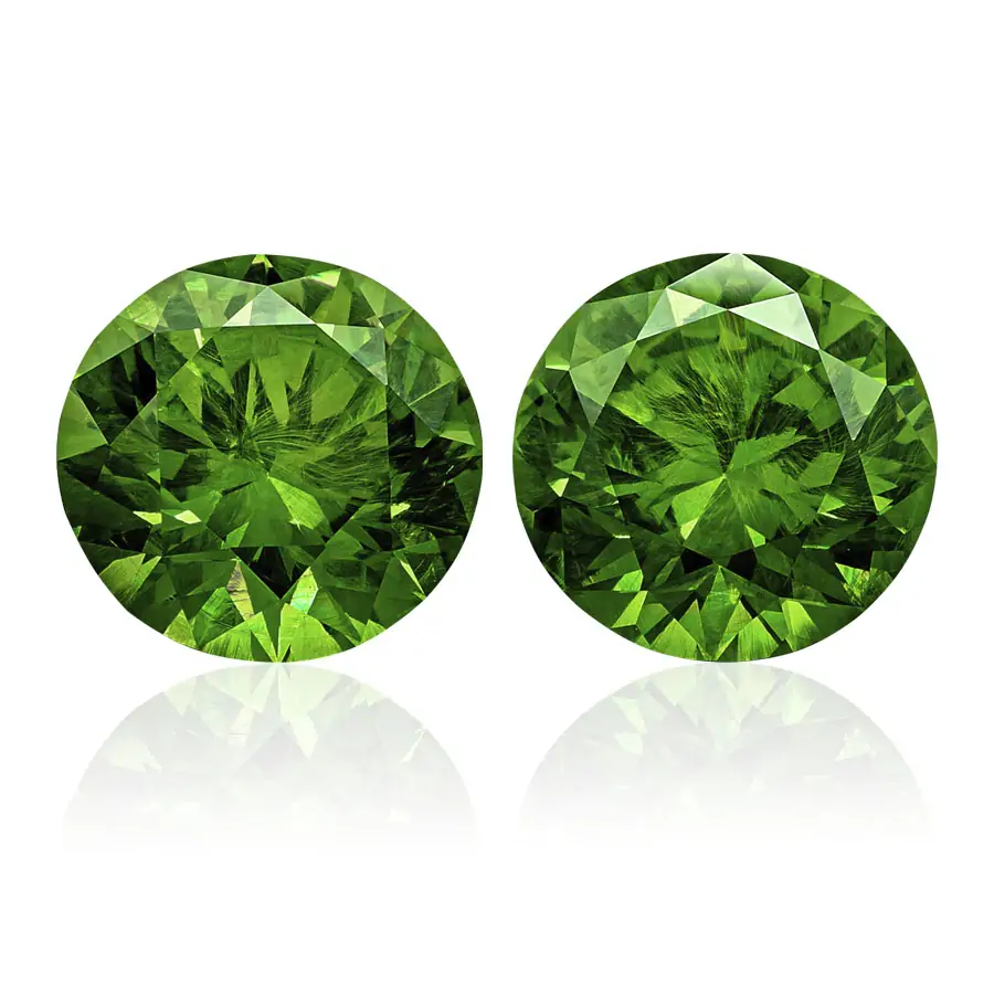 3.21 and 3.44 carat Pair of Round Uralian Demantoid AGL - picture 1