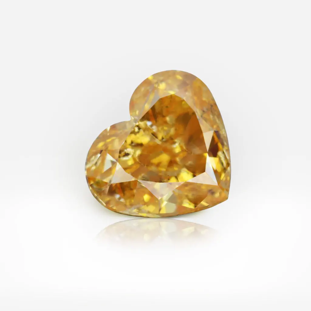 0.74 carat Fancy Intense Yellow Orange Heart Shape Diamond GIA