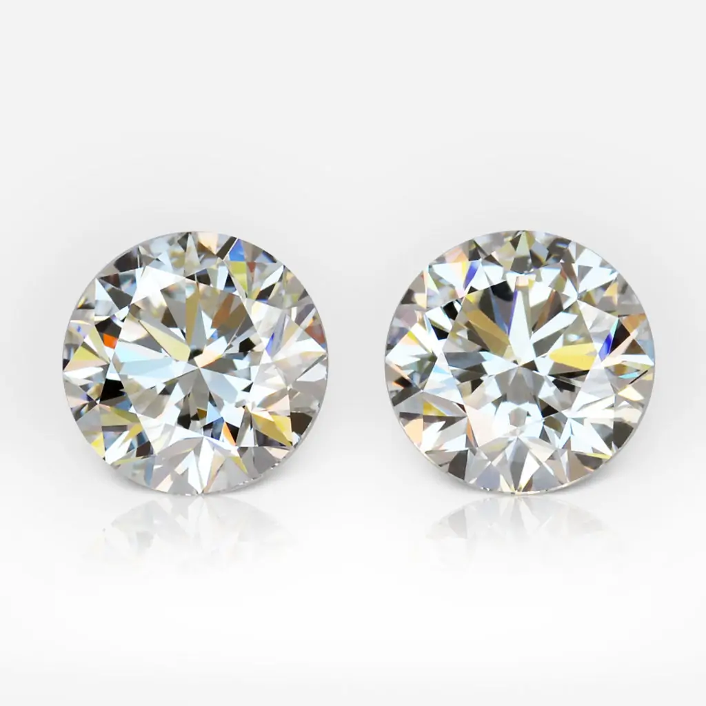 2.00 and 2.02 carat Pair of H VVS1 / VS1 Round Shape Diamond HRD