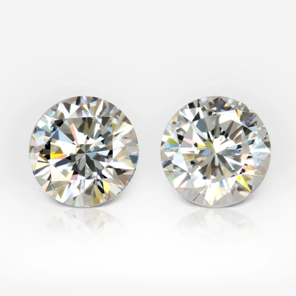 1.0 and 1.0 carat Pair of G VS2 / VS1 Round Shape Diamonds GIA