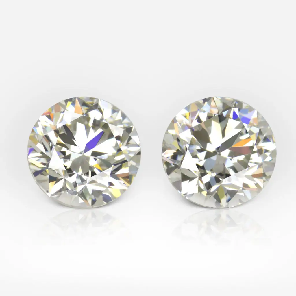 1.0 and 1.0 carat Pair of H SI2 Round Shape Diamonds GIA