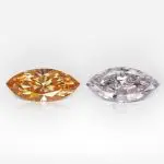 0.31 and 0.29 carat Pair of Fancy Intense Orange Yellow / Fancy Light Pink VS2 Marquis Shape Diamonds GIA - thumb picture 