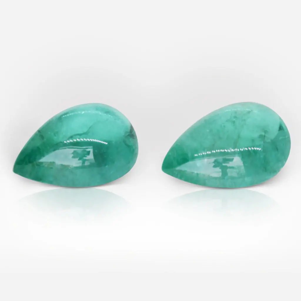 15.27 carat Pair of Pear Shape Green Paraíba Tourmaline