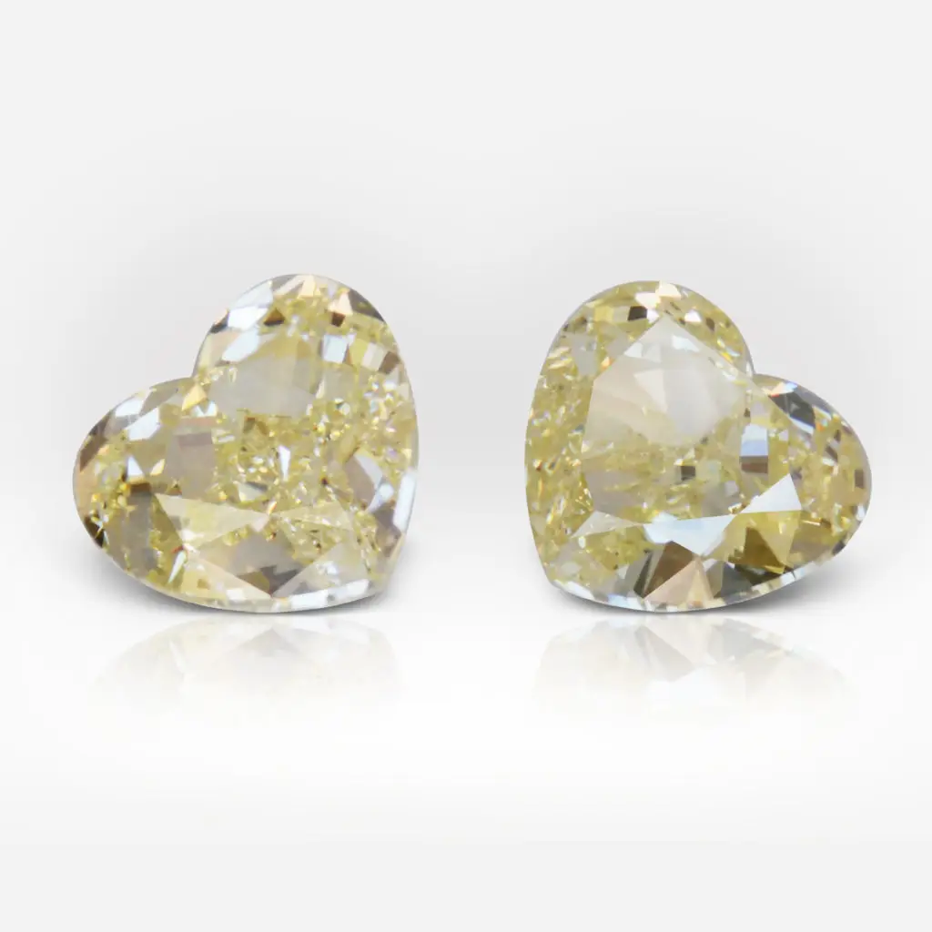 2.23 and 2.01 carat  Studs Pair W-X VS1/SI1 Heart Shape Diamonds - picture 1