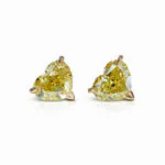 3.01 and 3.01 carat Pair of Studs Fancy Intense Yellow VS2/SI1 Heart Shape Diamonds GIA - thumb picture 1