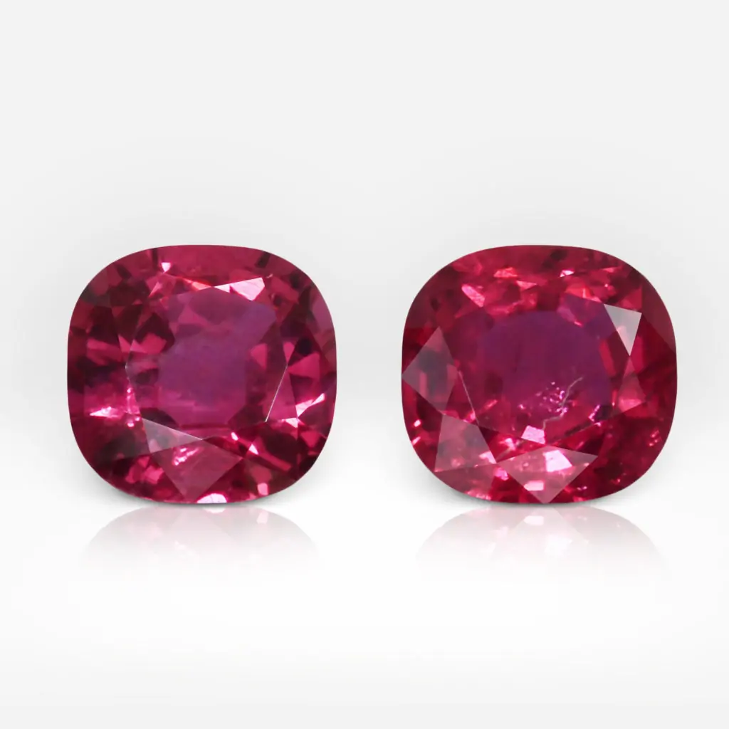 0.62 carat Cushion Shape Pair of Vivid Red Mozambique Ruby