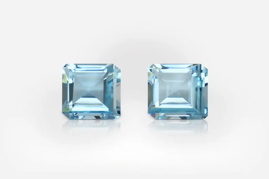 3.71 carat Pair of Octagon Shape Brazilian Aquamarine