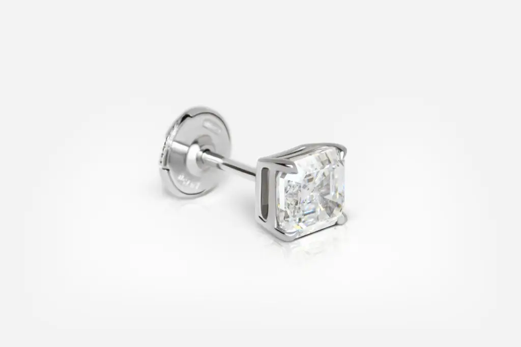 1.50 carat Pair Studs E VS2 Square Emerald Shape(Ashercut) Diamond GIA - picture 1