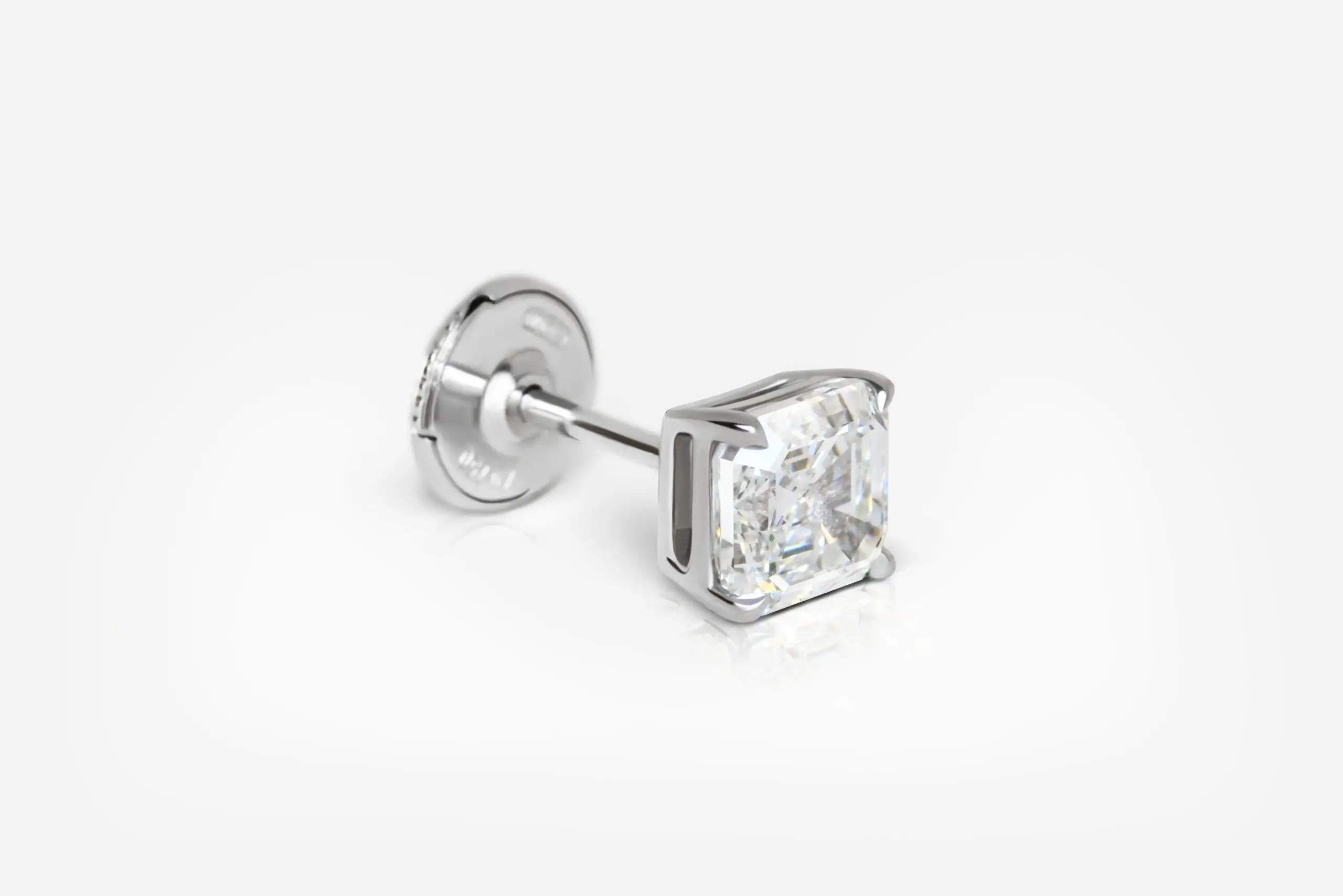 1.50 carat Pair Studs E VS2 Square Emerald Shape(Ashercut) Diamond GIA - thumb picture 1