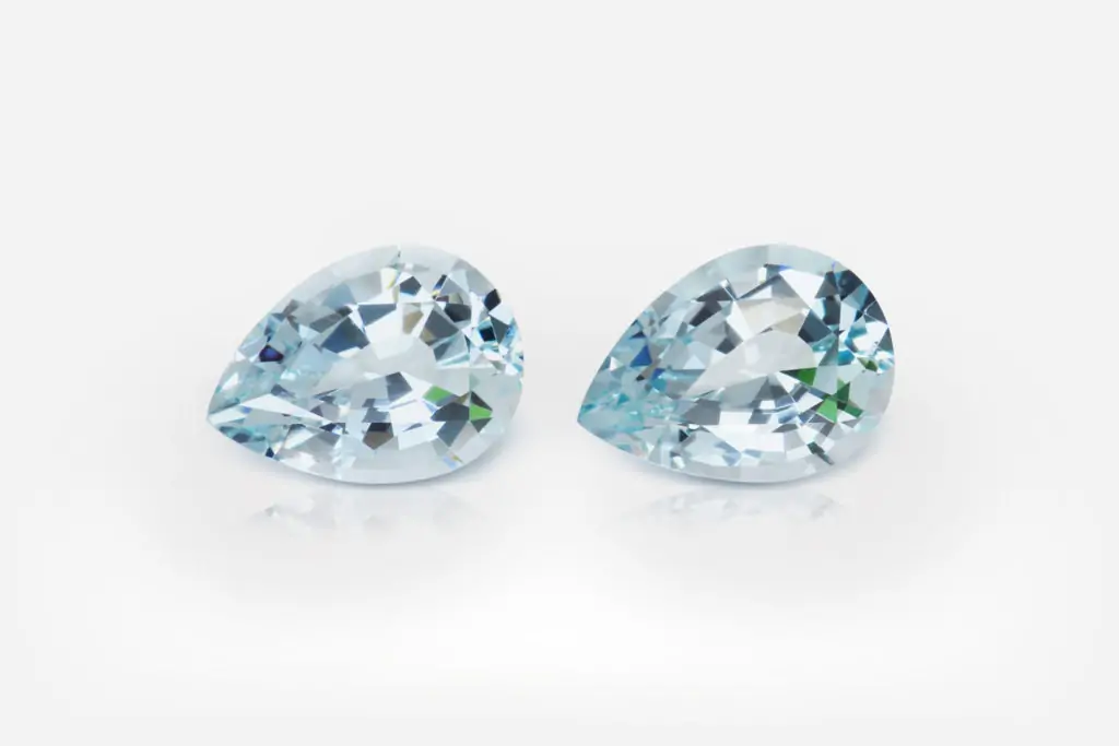 5.04 carat Pair of Light Blue Pear Shape Brazilian Aquamarine