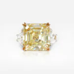 23.84 carat Fancy Yellow Square Emerald Cut VVS2 Diamond Ring GIA - thumb picture 