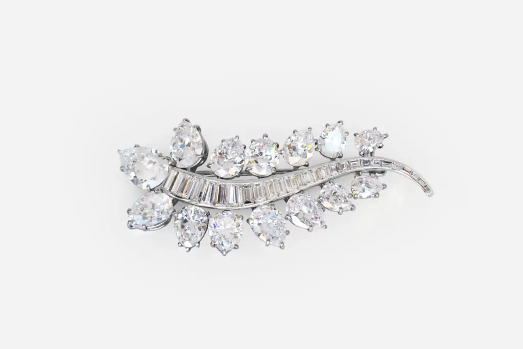 Platinum and Diamond Pear Shape Brooch Harry Winston