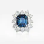 6.18 carat Blue Green Octagon shape Madagascar Sapphire Ring Gem Paris - thumb picture 1