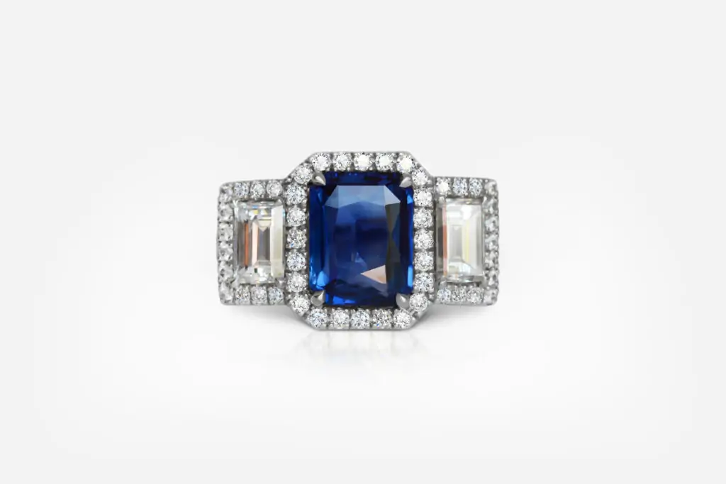 3.23 carat Blue Sapphire Octagon shape Ring GRS - picture 1