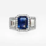 3.23 carat Blue Sapphire Octagon shape Ring GRS - thumb picture 1