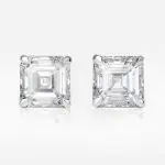 5.01 and 5.05 Carat Pair of G color Square Emerald Cut Shape Diamond Studs GIA - thumb picture 1