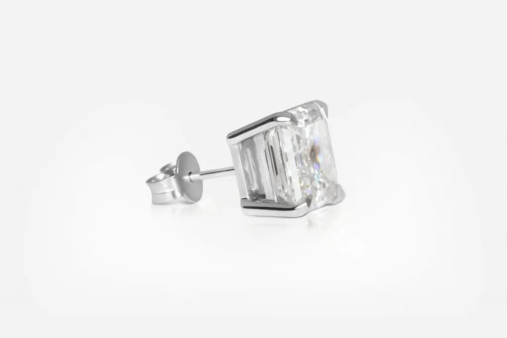 5.01 and 5.05 Carat Pair of G color Square Emerald Cut Shape Diamond Studs GIA - picture 1