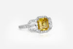 2.55 carat Fancy Intense Olive-Yellow Square Emerald Diamond Ring HRD - picture thumb 1