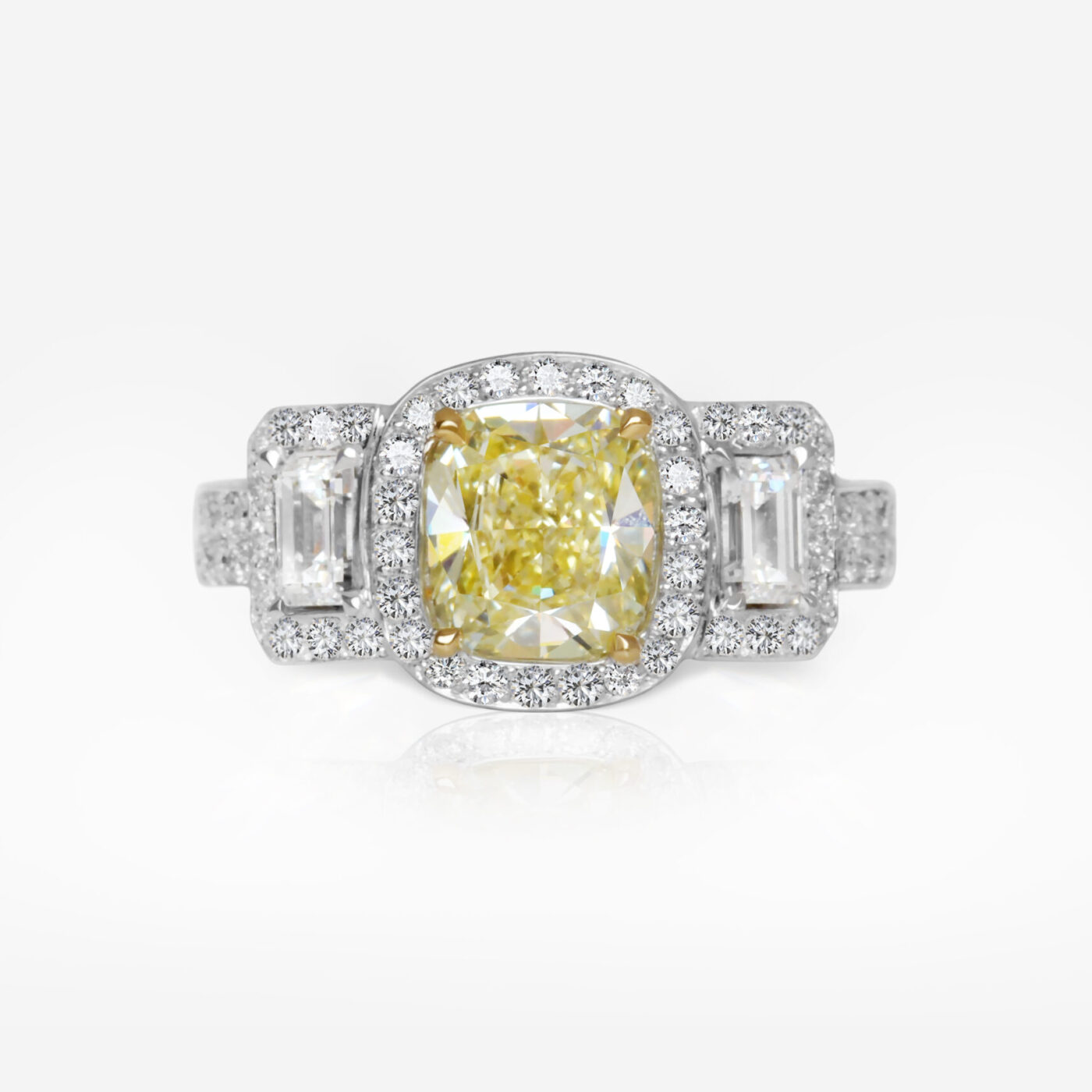 2.02 carat Fancy Yellow Cushion Shape Diamond Ring HRD - picture 1