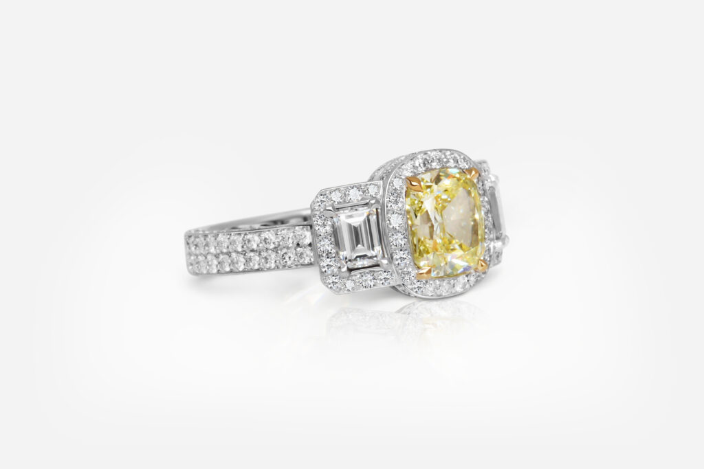 2.02 carat Fancy Yellow Cushion Shape Diamond Ring HRD - picture 1