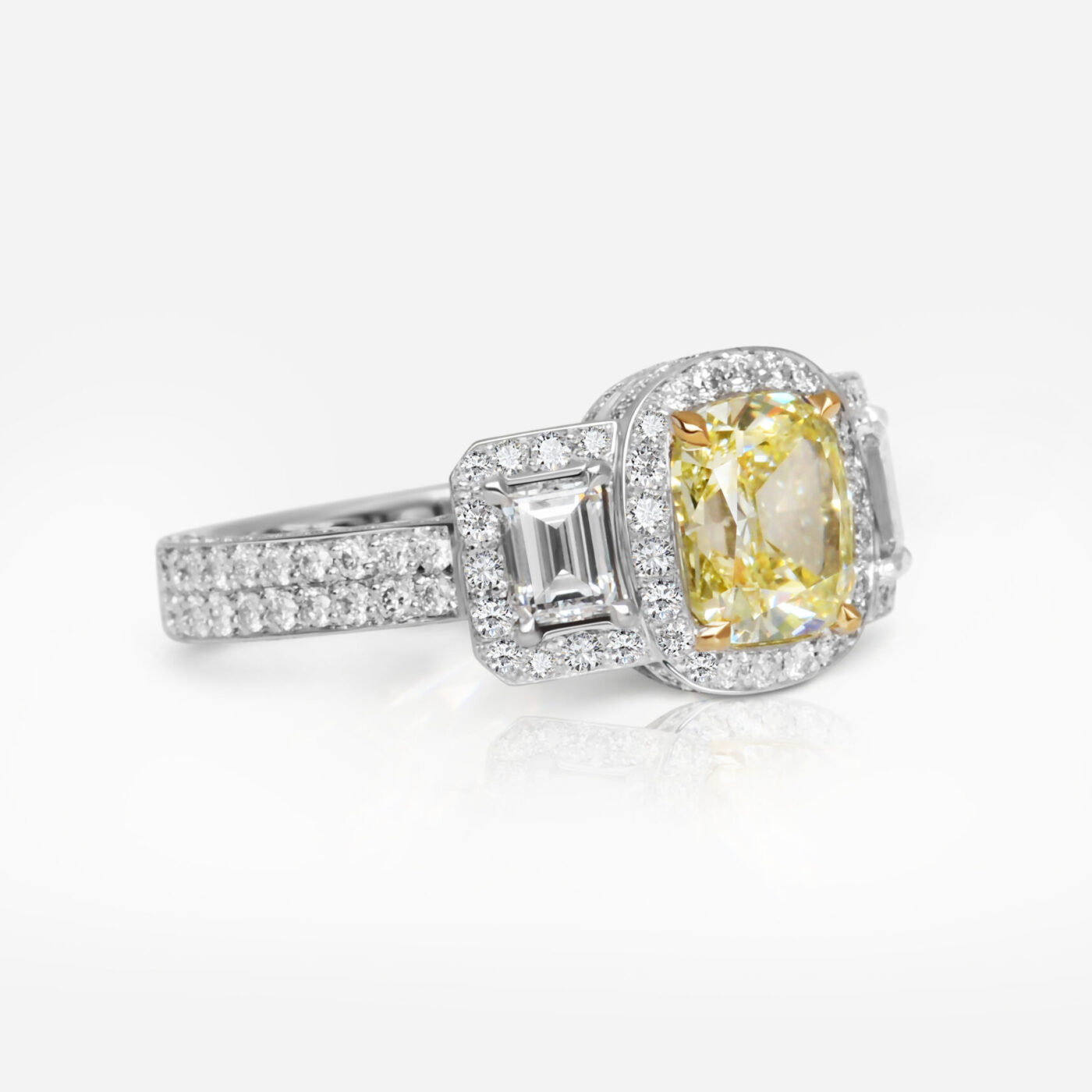 2.02 carat Fancy Yellow Cushion Shape Diamond Ring HRD - picture 1