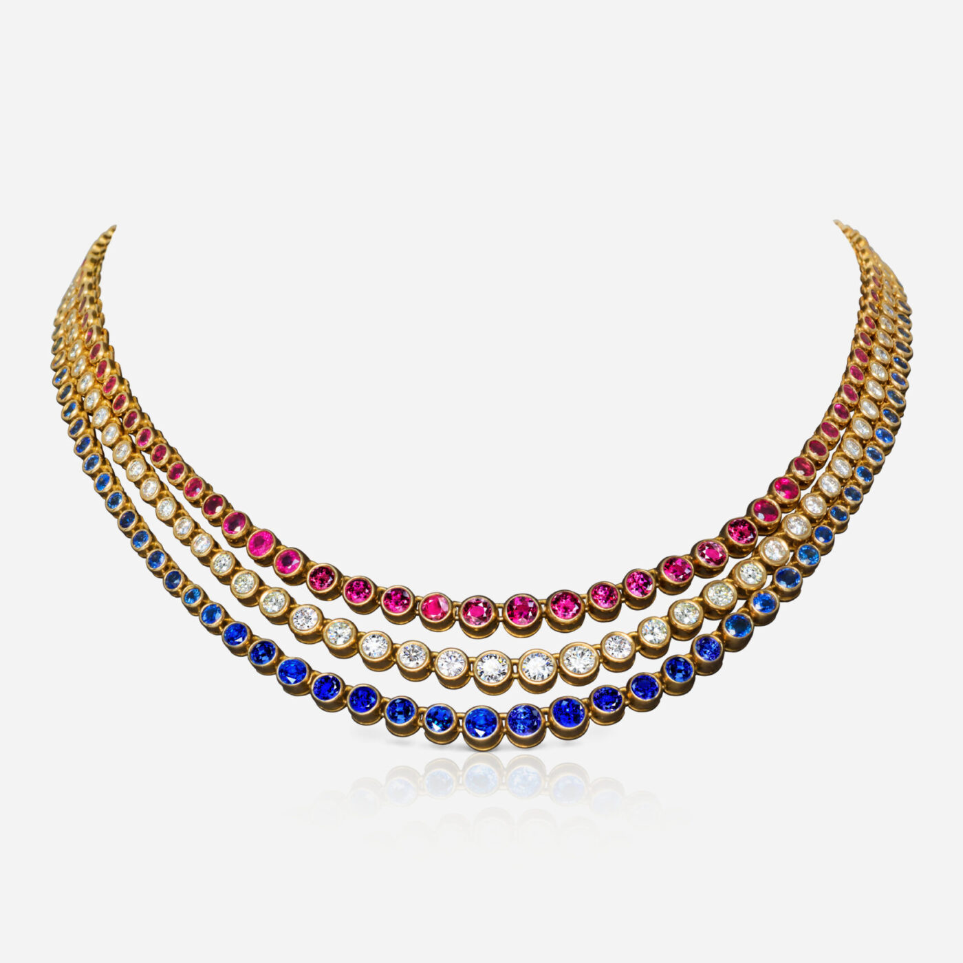 Sapphire, Ruby and Diamond Necklace - picture 1