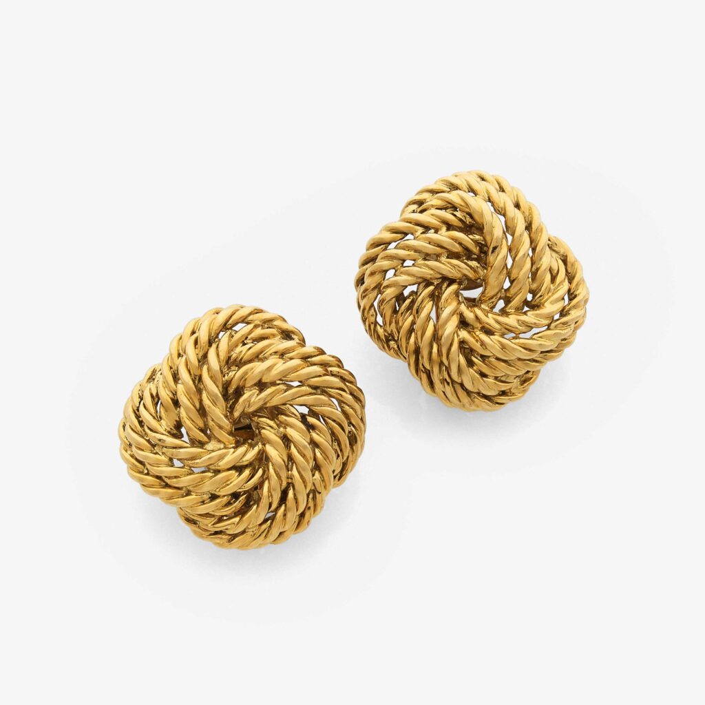 Vintage Boucheron Woven Gold Quatrefoil Ear Clips