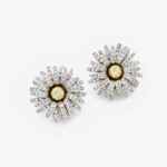 Vintage Maino Two-Tone Floral Diamond Clips - thumb picture 1