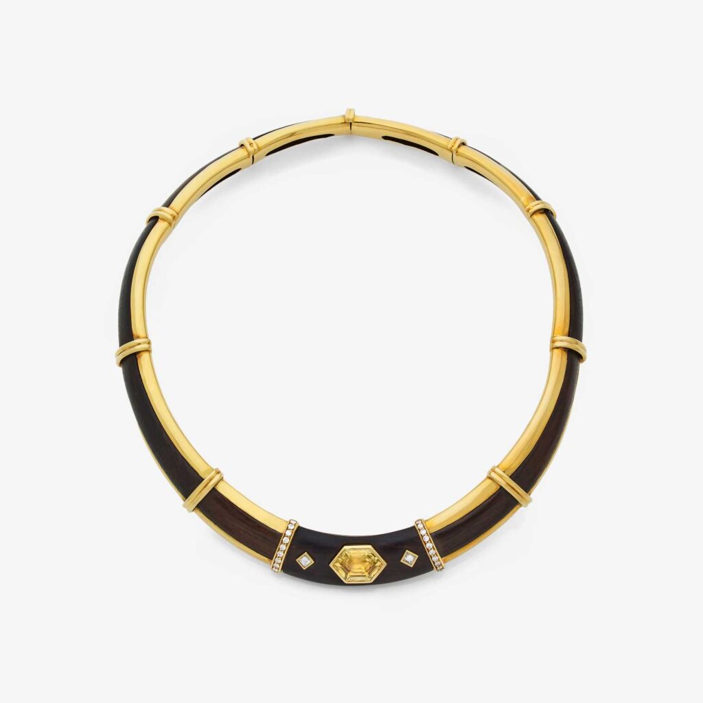 Vintage Rosewood Yellow Sapphire Diamond Collar