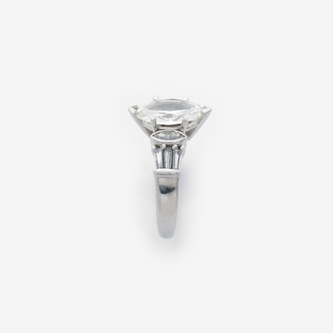 18K White Gold Marquise Diamond Ring 2.40ct Vintage - thumb picture 1