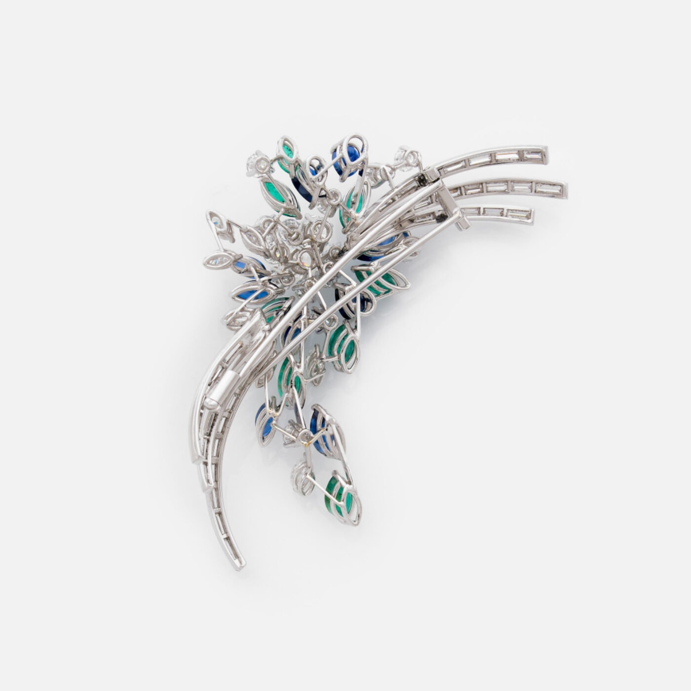 Platinum & 18K Gold Multi-Gem Gerbe Brush Brooch - picture 1