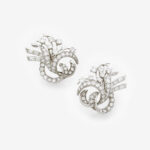 Diamond and Platinum Floral Earclips - thumb picture 1