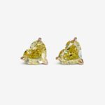 3.01 And 3.01 Carat Pair Of Studs Fancy Intense Yellow VS2/SI1 Heart Shape Diamonds GIA