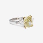 5.02 Carat Fancy Yellow SI1 Radiant Shape Diamond Ring GIA