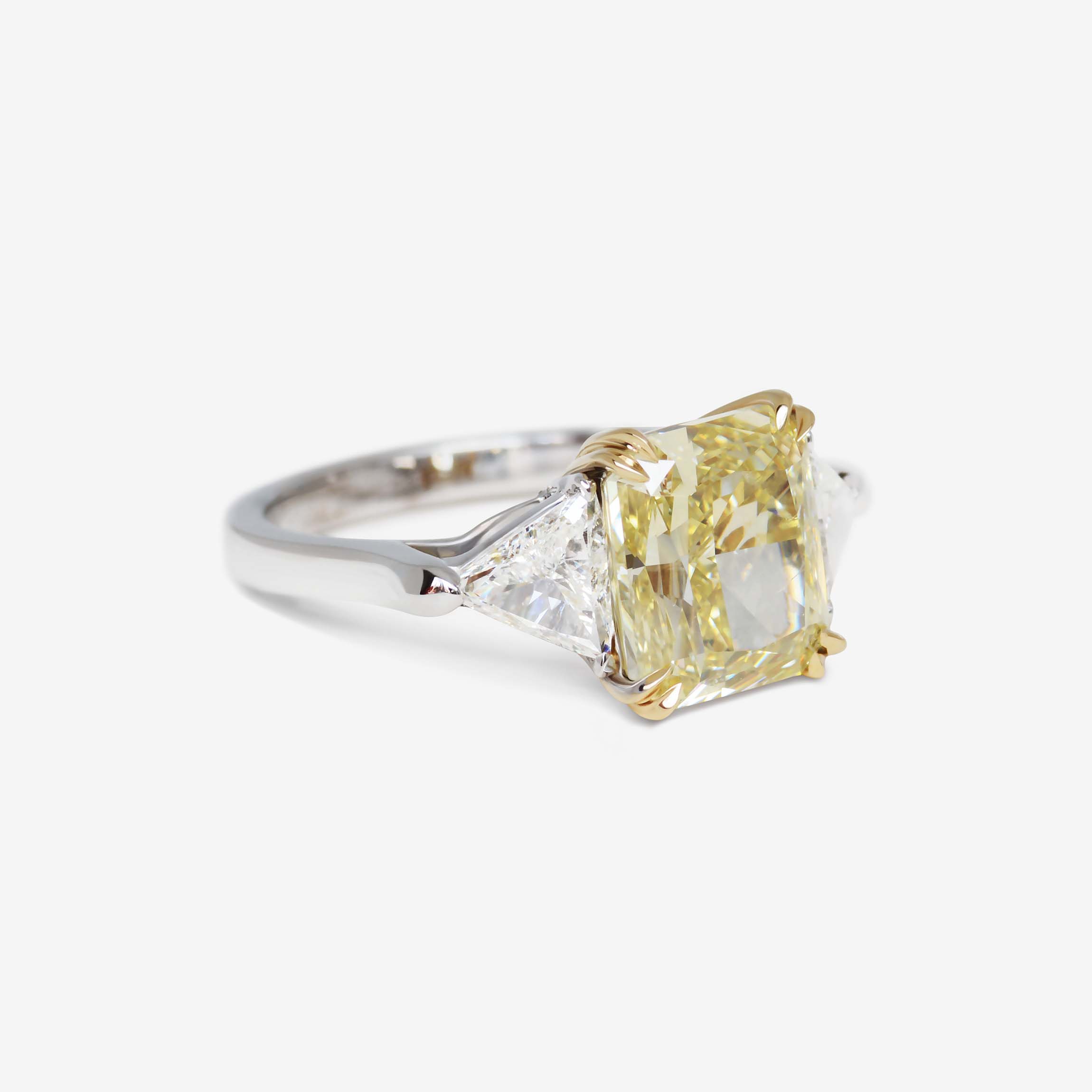 5.02 Carat Fancy Yellow SI1 Radiant Shape Diamond Ring GIA