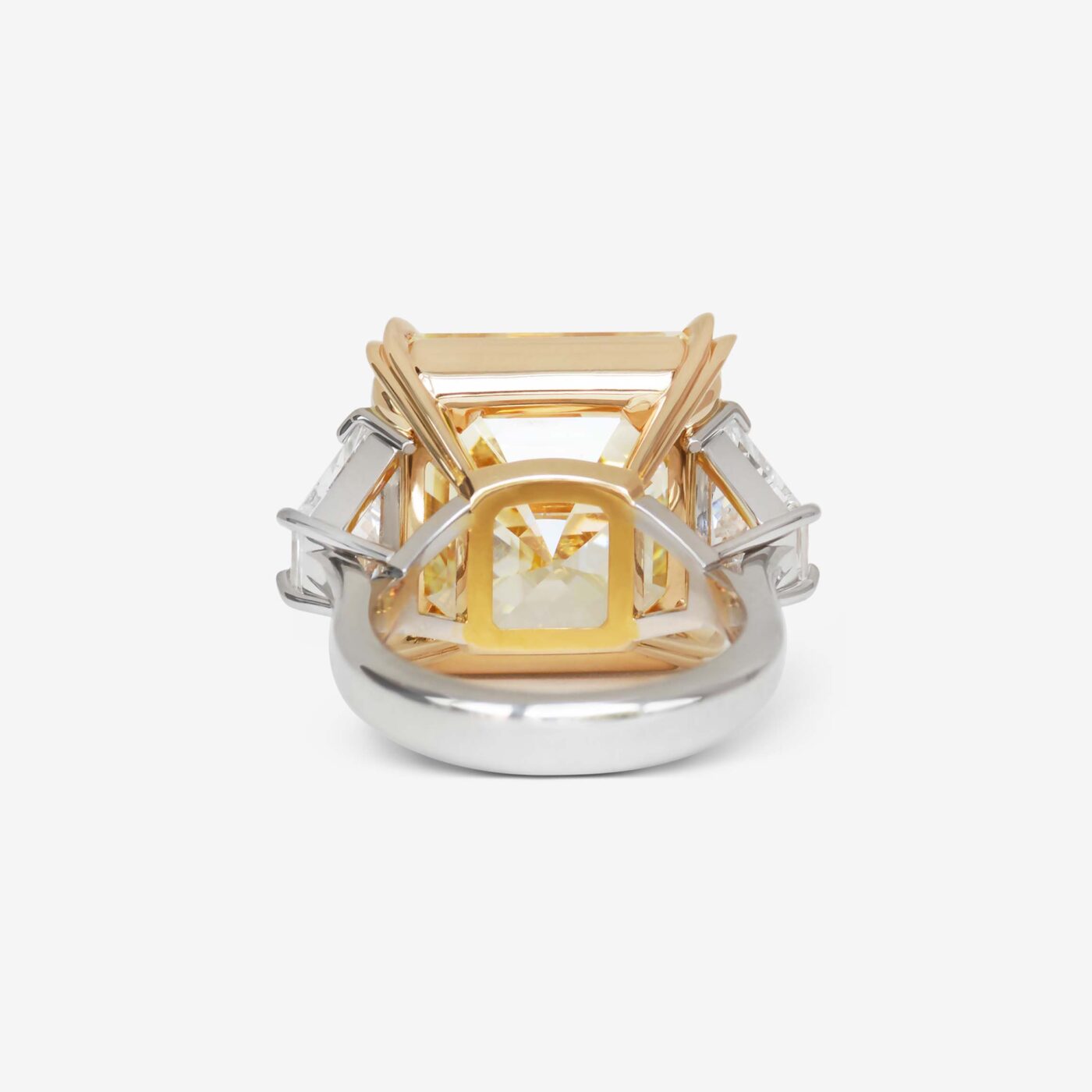 23.84 Carat Fancy Yellow Square Emerald Cut VVS2 Diamond Ring GIA