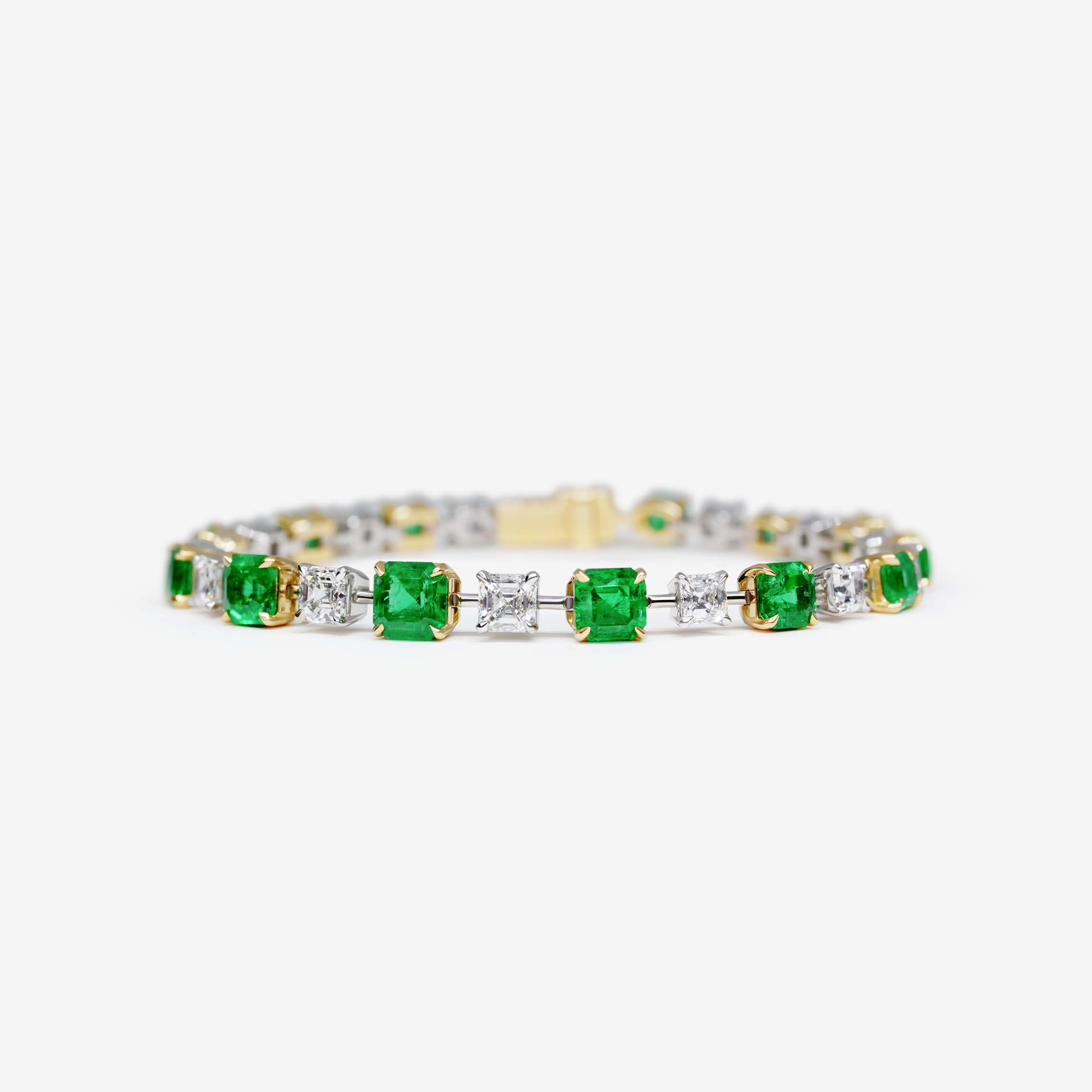 Asscher Cut Emerald Diamond Bracelet