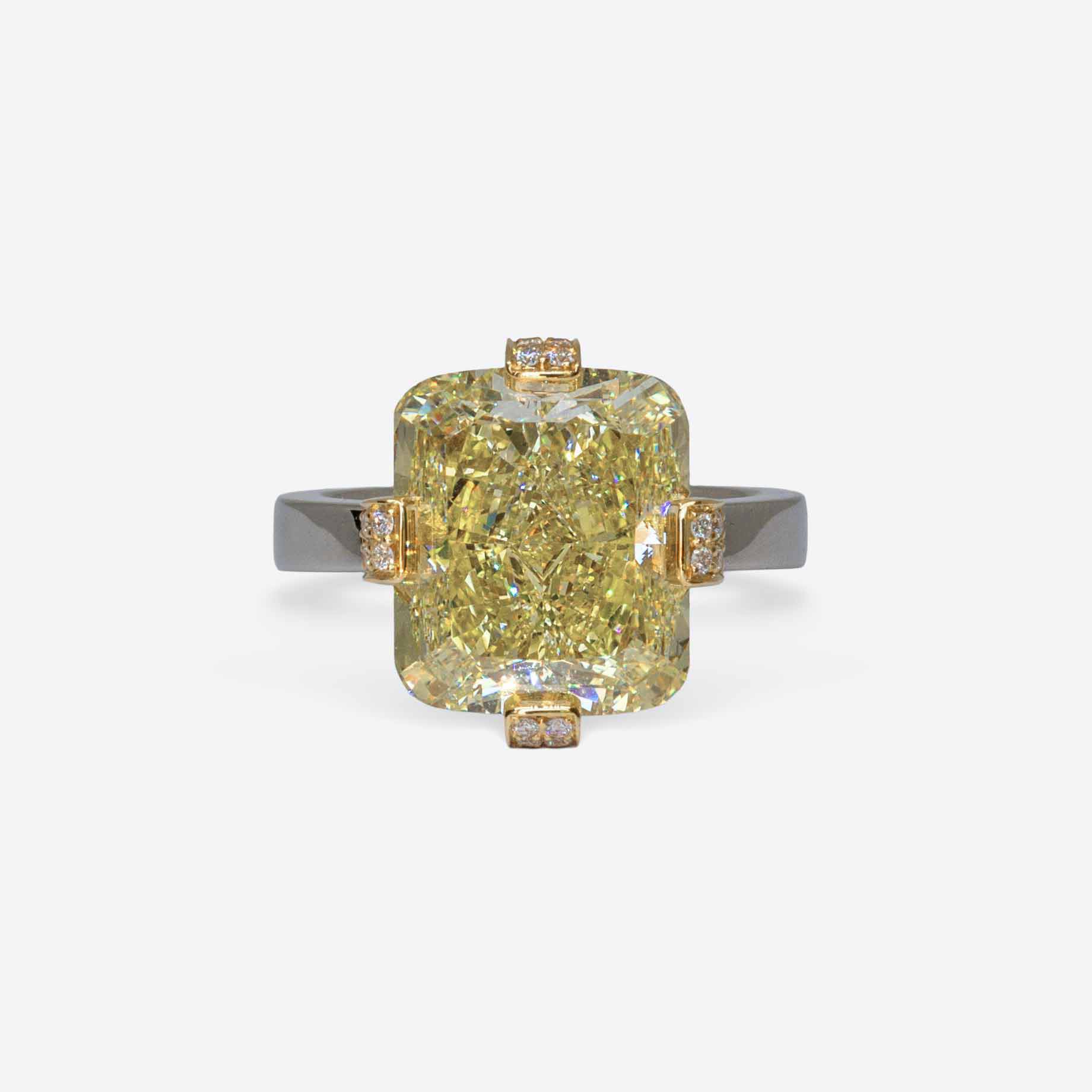 10.31 ct Radiant-Cut Fancy Intense Yellow Diamond Ring