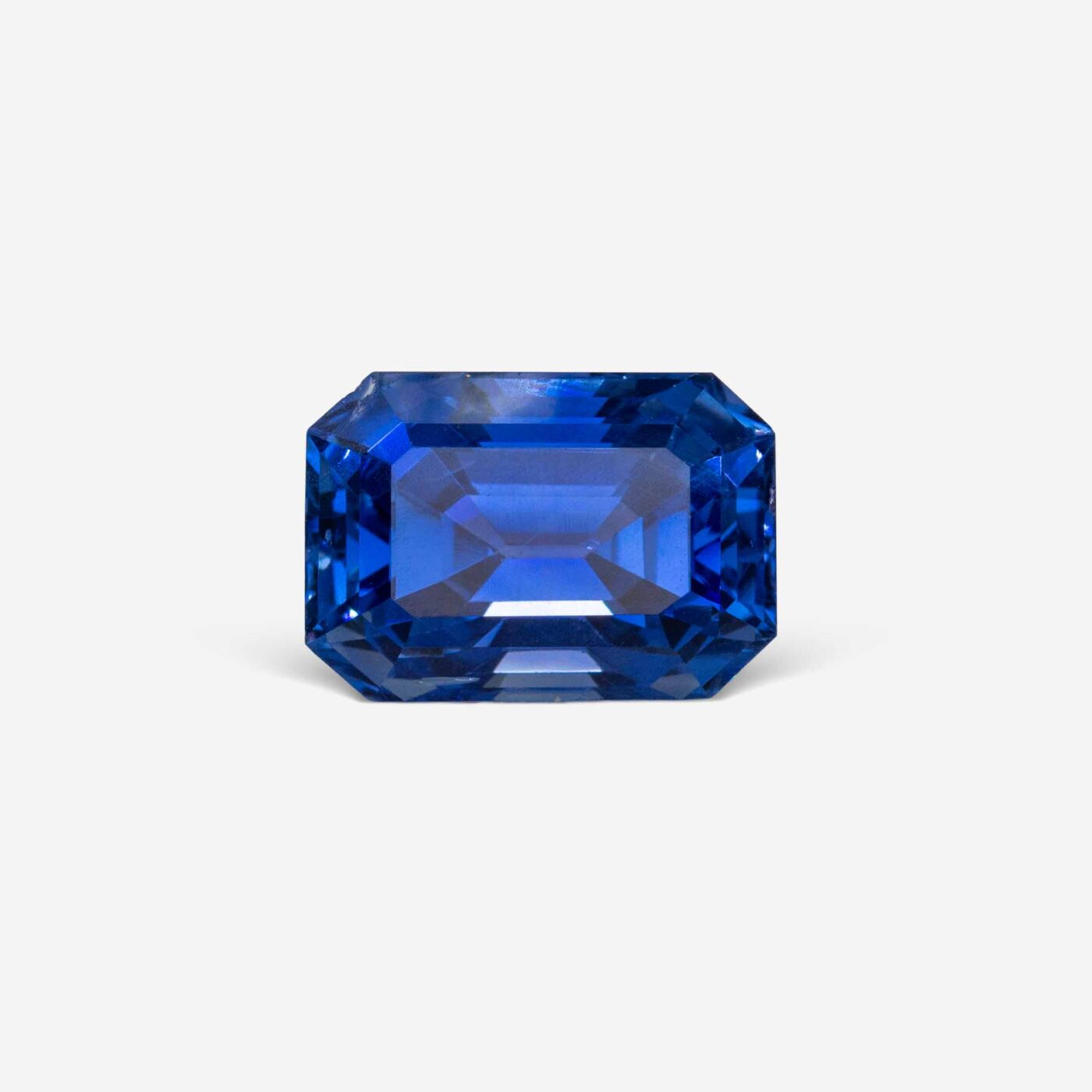 5.43 ct Intense Blue Octagonal Ceylon Sapphire on Gray Background
