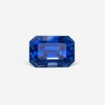 5.43 ct Intense Blue Octagonal Ceylon Sapphire on Gray Background