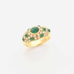 The Cartier Corinthe Emerald Ring on Gray Background