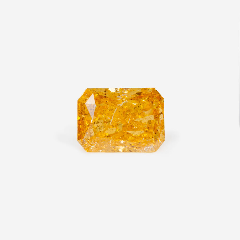 1.02 Ct Fancy Intense Yellow-Orange Cut-Cornered Modified Brilliant Natural Diamond GIA