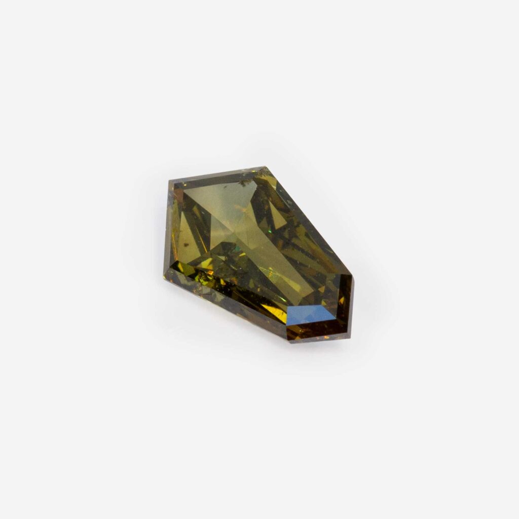1.52 Ct Fancy Dark Brown-Greenish Yellow Chameleon Modified Step Cut Natural Diamond GIA