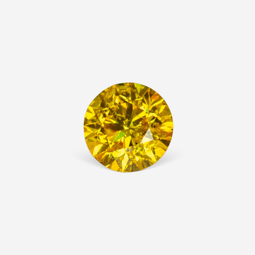 0.66 Ct Fancy Vivid Orangy Yellow Round Brilliant Natural Diamond GIA
