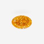 0.35 Ct Fancy Vivid Yellow-Orange Oval Modified Brilliant Natural Diamond GIA on Gray Background