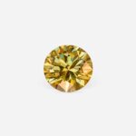 0.27 Ct Fancy Vivid Yellow Round Brilliant Natural Diamond on Gray Background