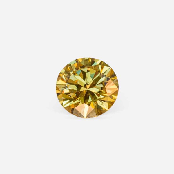 0.27 Ct Fancy Vivid Yellow Round Brilliant Natural Diamond on Gray Background